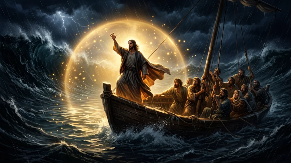 Jesus acalmando a tempestade no mar — paz no meio do caos